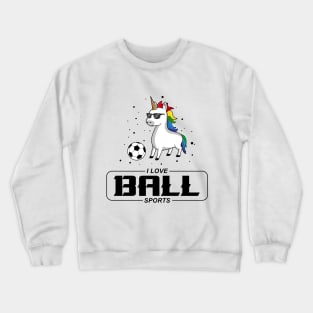 Unicorn with Sunglasses and Soccer ball Crewneck Sweatshirt